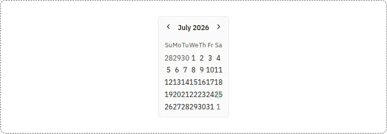 Calendar component, light theme