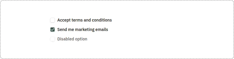 Checkbox component, light theme