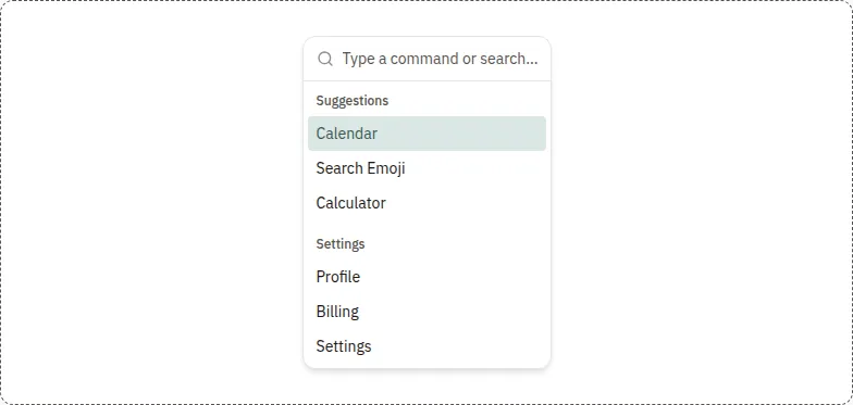Command component, light theme