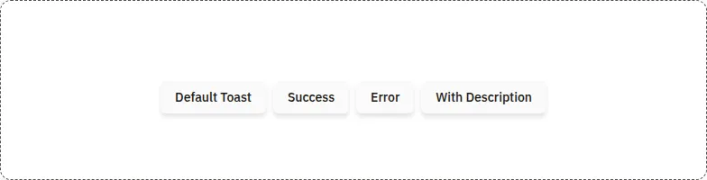 Sonner component, light theme